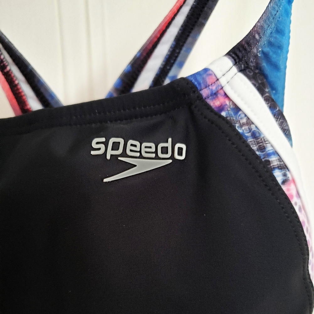 Speedo One-Piece Swimsuit Size 4 Black & Cosmic